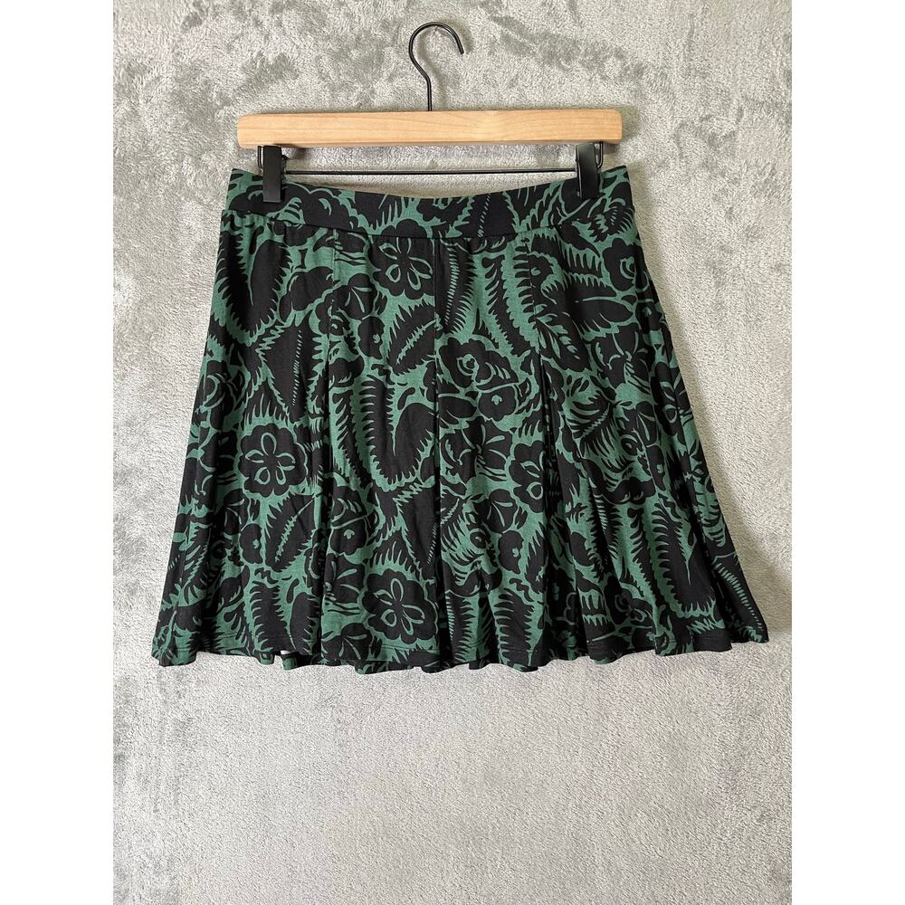 Boden Jersey Mini Skirt Green Floral Print 8 Cottagecore Boho Dark Academia New